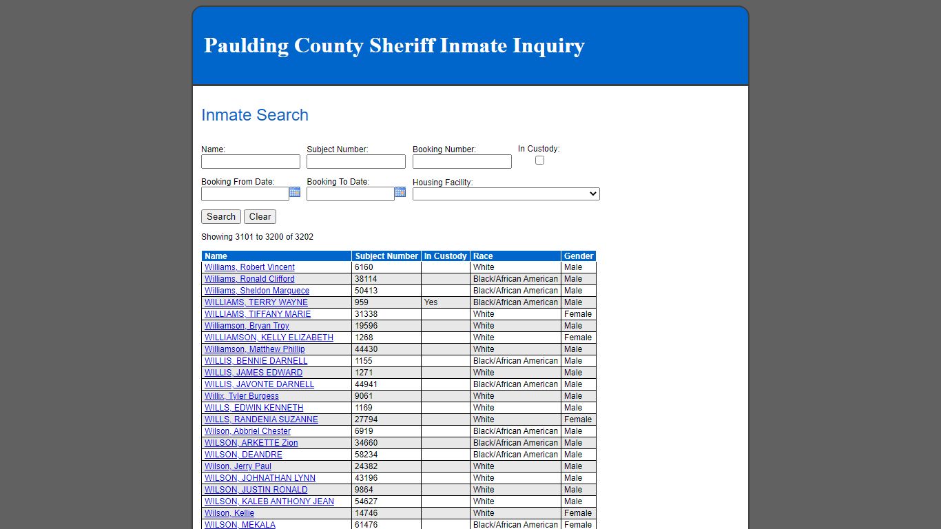 Inmate Search - Paulding County, Georgia